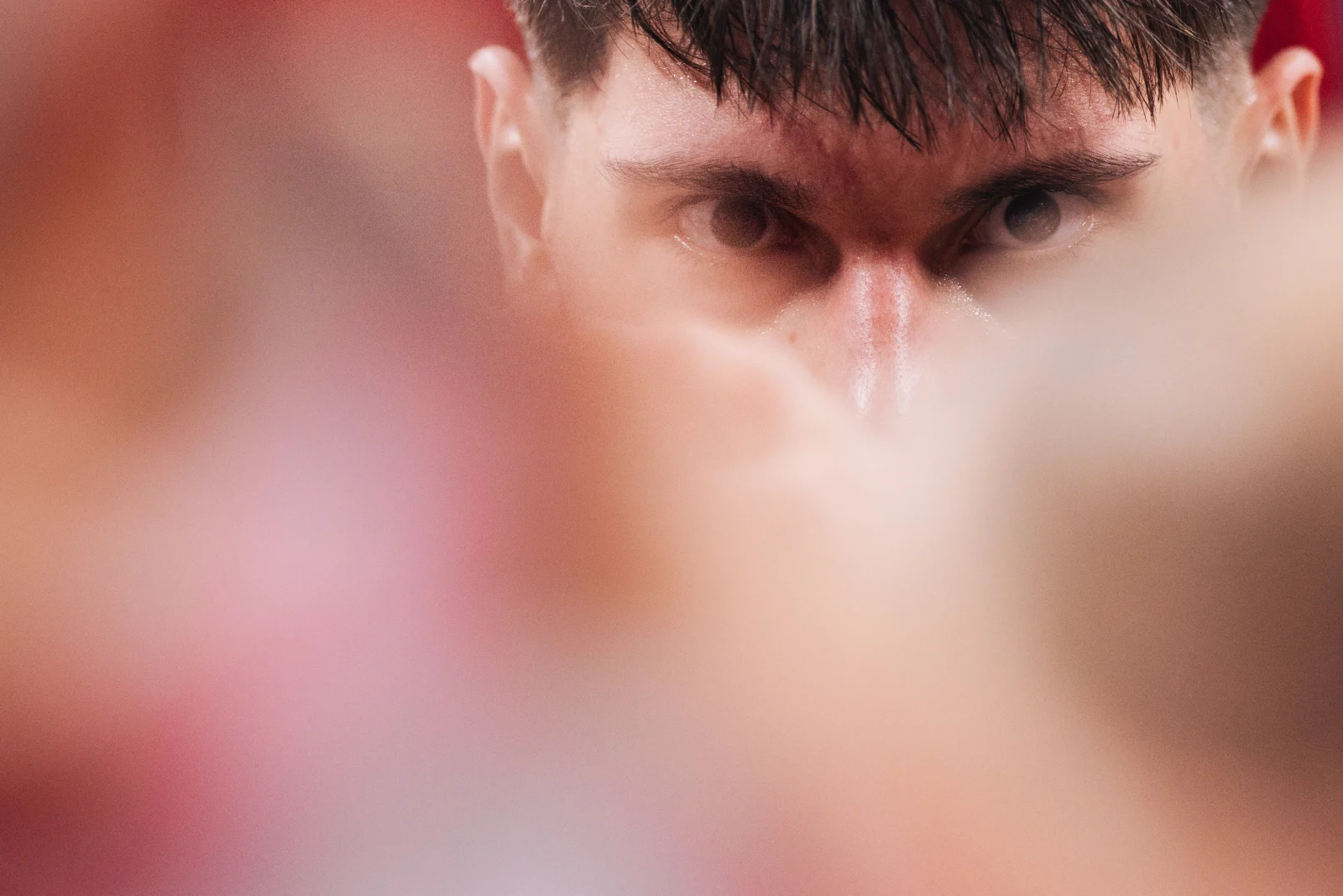 Nebraska forward Berke Buyuktuncel looks through a huddle during a timeout in an exhibition game against BYU at Pinnacle Bank Arena in Lincoln, Neb., Saturday, Oct. 18, 2025. Nebraska won 90-89.